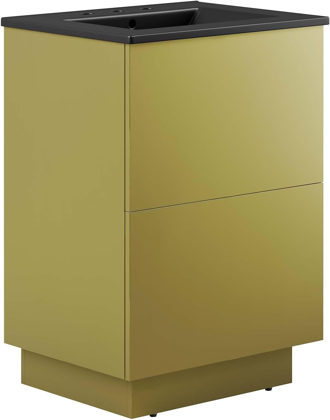 Modway Quantum Modern 24" Bathroom Vanity in White Gold with Ceramic Sink Basin and Storage Drawer