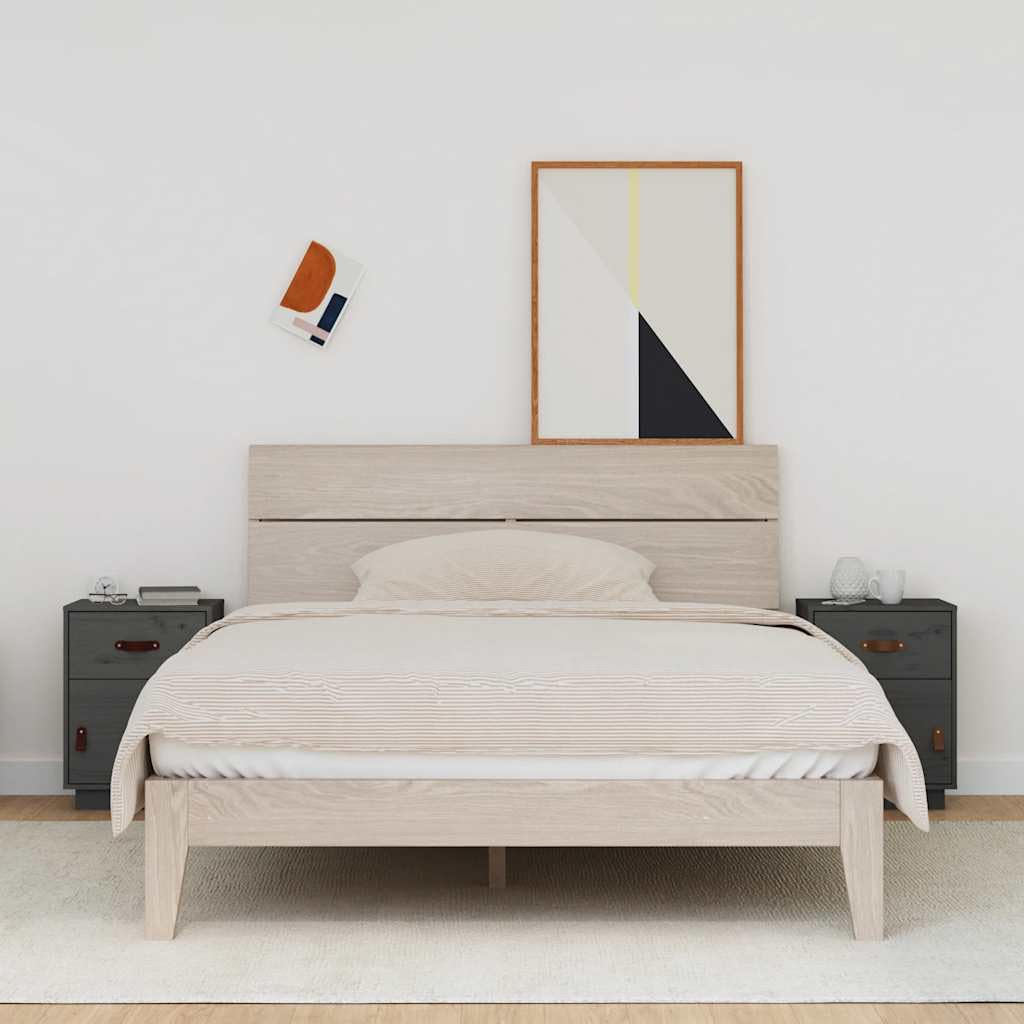 Table de chevet moderne étroite en pin gris pour optimiser votre chambre