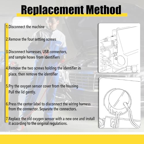 Image of Replacement 16916 Oxygen Sensor Compatible with Robinair R-1234yf Machine and 16990 /16995 Refrigerant Identifier, Compatible with Robinair AC1234-4 / AC1234-4SL / AC1234-4-230 / AC1234-6 / AC1234-9
