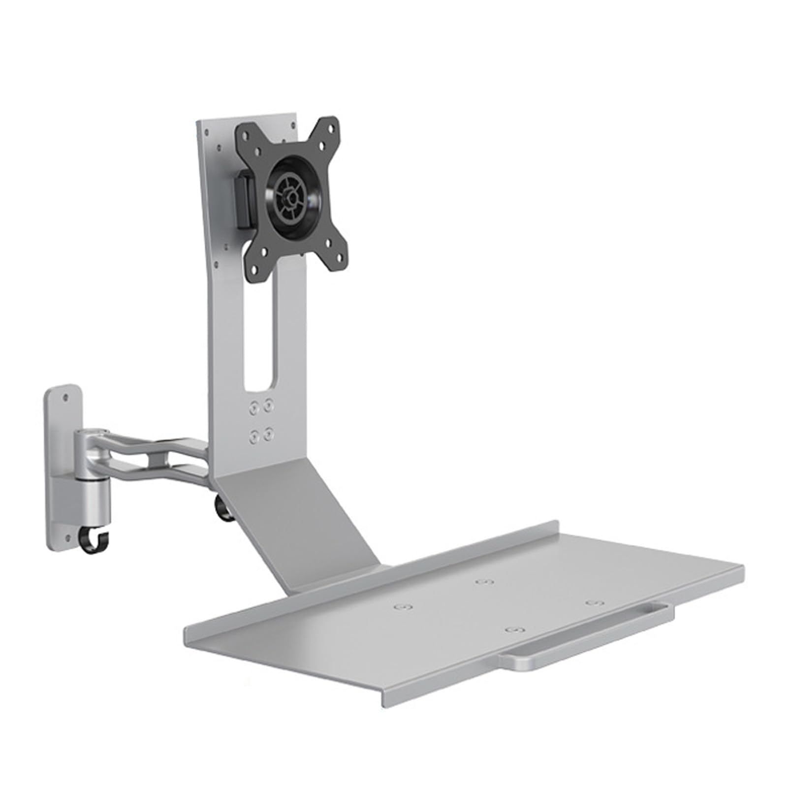 Computer Display Stand, Height Adjustable Aluminum Alloy Monitor Mount with Keyboard Tray and Wrist Rest, for 17.72in Keyboards and 40 Profile Installation Rails