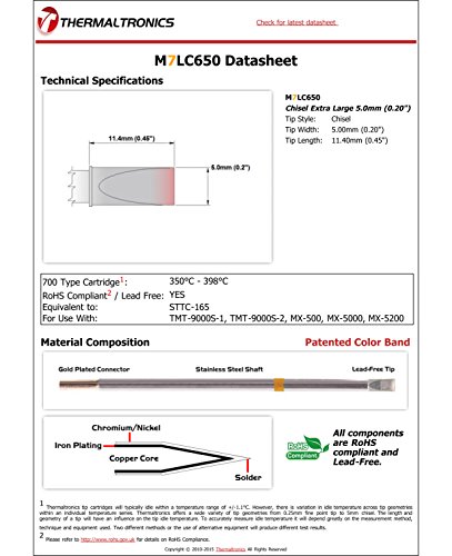 Image of Thermaltronics M7LC650 Chisel Extra Large 5.0mm (0.20in) interchangeable for Metcal STTC-165