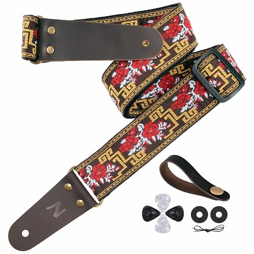 Sangle de guitare broderie jacquard Nefelibata pour guitare électrique et basse