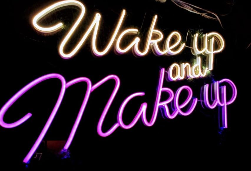 SG PRINT Wakeup and Makeup Neon Sign Light, Wide Application for Wall Decor at | Neon Lights for Bedroom | Neon Wall Signs |Makeup Room Decor (Pack of 1, Multi)-picture-14