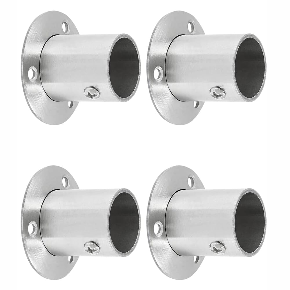 Set di 4 supporti con flangia da 32 mm, in acciaio inox, per fissaggio e stabilità del tubo