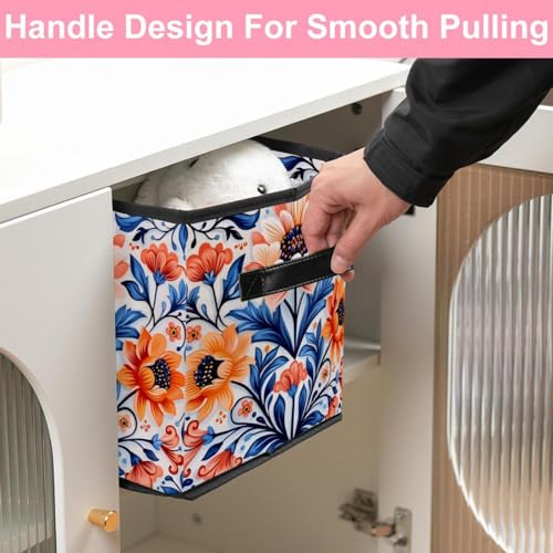 Boîte de rangement pliable premium avec de belles fleurs motif durable - 6