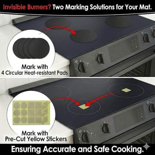 Image of Extra -Large Translucent Induction Cooktop Protector Cover Mat 20.4 inch x 30.7 inch(Magnetic) | 230C (450℉) Heat-Resistant | Range Covers for Electric Stove | Multi-Use Silicone Mat (TSMGTS4)