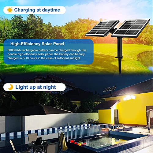 Meikee Outdoor Solar Lights - 3 Headed Dusk To Dawn Led Security Lights With Wide Angle Illumination - Ip66 Waterproof Solar Powered Spotlights For Garage, Patio And Yard (No Motion Sensor) #TOP2
