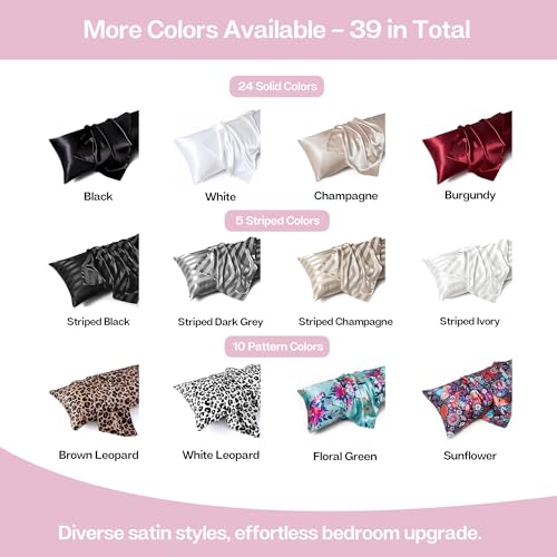 Image of MR&HM Satin Body Pillow Cover, Soft and Breathable Body Pillow Case with Envelope Closure, Cooling and Silky Long Pillowcase for Hair and Skin,Grey (20x54, Pink)