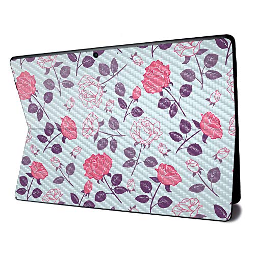 Image of MightySkins Carbon Fiber Skin for Microsoft Surface Pro X - Vintage Floral | Textured Carbon Fiber Finish | Easy to Apply, Remove, and Change Styles | Made in The USA