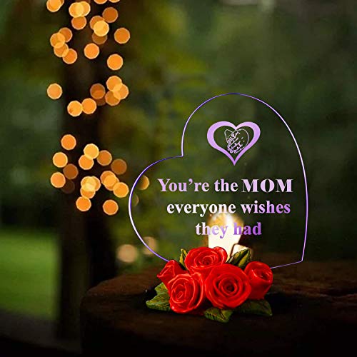 Heart Shaped LED Light on Rose Base Mother Gifts You’re The MOM Everyone Wishes They had