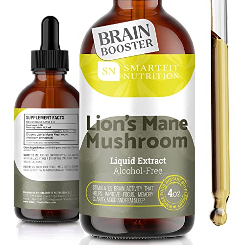 Lions Mane - Lions Mane Extract - Natural Lions Mane Tincture - Made in USA - Organic Lions Mane Mushroom Supplement for Memory, Focus & Clarity - Daily Mushroom Supplement - Vegan, Organic - 4 Fl oz