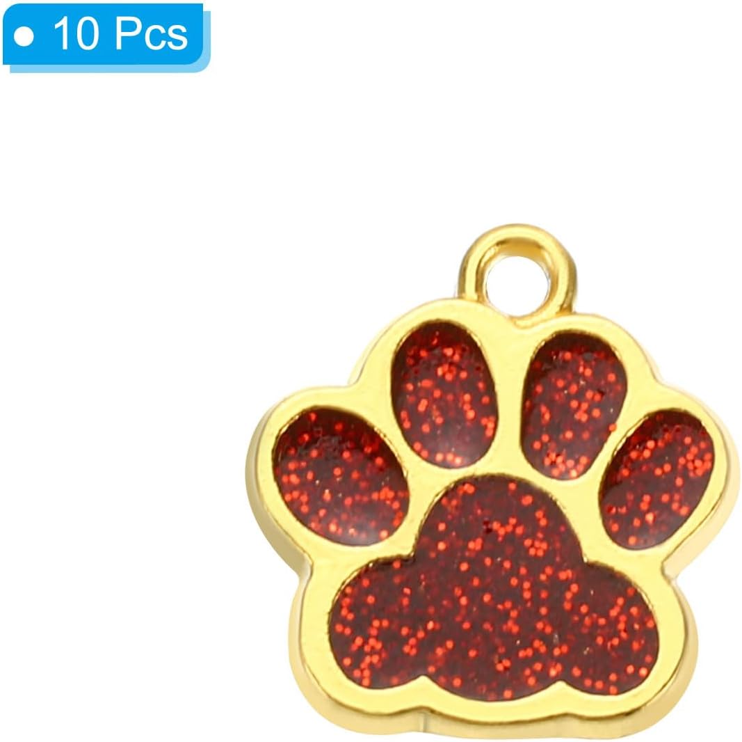 PATIKIL Animal Dog Cat Paw Print Pendants, 10 Pcs Crystal Footprint Dog Cat Paw Prints Pendants for DIY Necklace Bracelet Enamel Jewelry Making, Red - Image 3