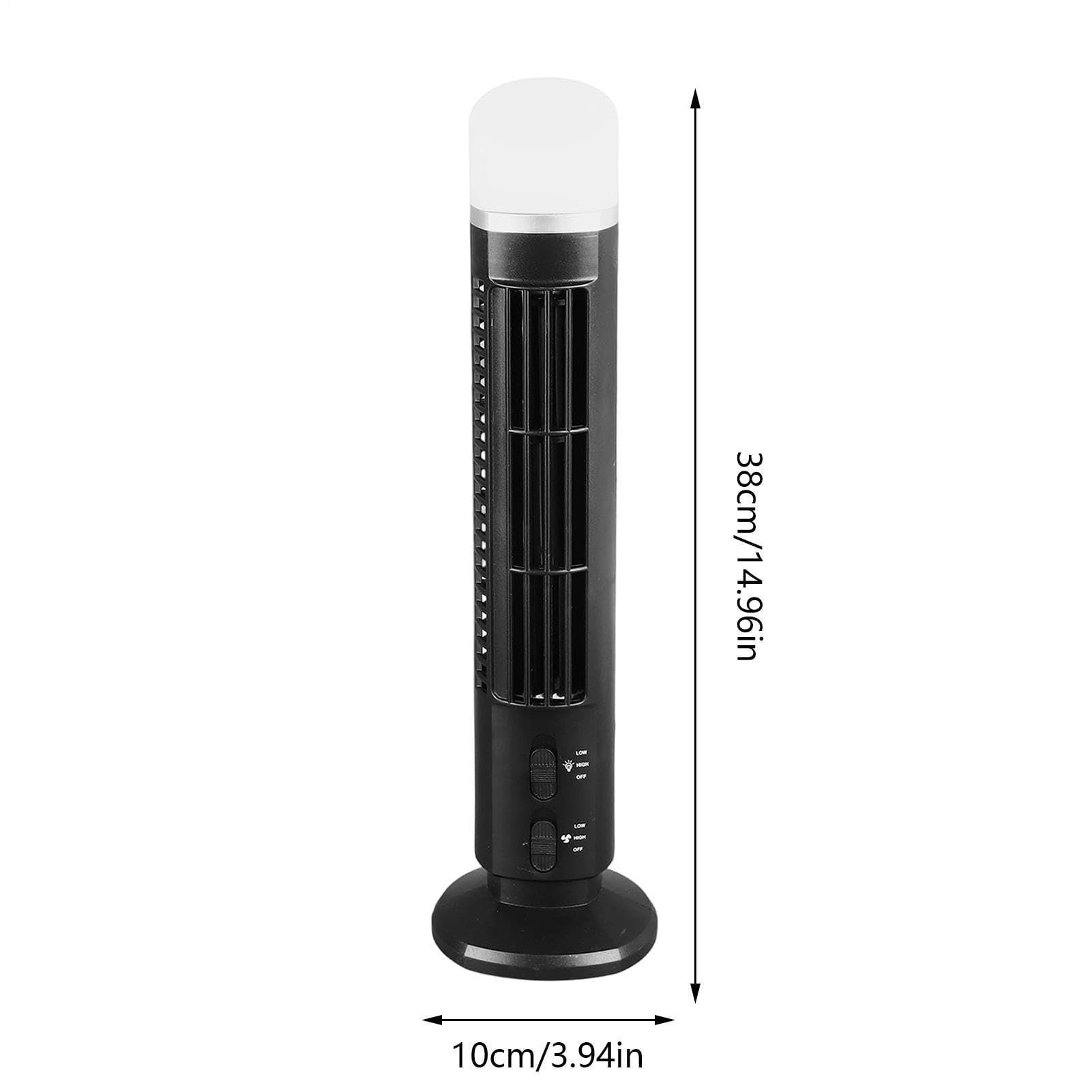 Ventilatore a torre senza pale, portatile, con luce, per casa, cucina, camera da letto, posto di lavoro e patio, silenzioso, per un flusso d'aria confortevole