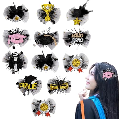 Cemaystic ヘアバレッタ ヘアクリップ 20個セット ネット素材 卒業モチーフ 女性向け ファッション小物 グループ写真 同級生 テーマパーティー 成人式