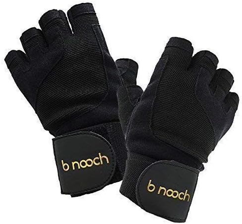 B Nooch Weight Lifting Gloves With Wrist Wrap Support For Gym Workouts, CrossFit WOD & Fitness - For Men & Women - Size EXTRA SMALL Available - Black