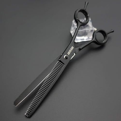 Miniatura 5 de Juego de tijeras profesionales de aseo para perros de 7.0 pulgadas, rectas, adelgazantes, curvas, picadoras y peines, 5 piezas en 1 juego para