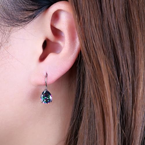 Limerencia Hypoallergenic Pure Titanium Cubic Zirconia Dangle Hoop Earrings, Water drops CZ/Opal Lightweight Drop Earrings for Sensitive Ears Women4