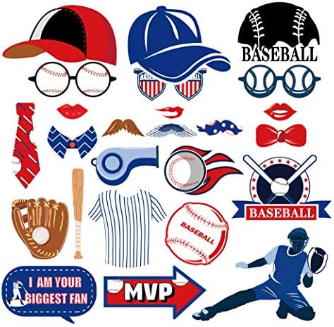 Amazon.com: 25CT Baseball Photo Booth Props with Stick,Handball Selfie Props ,Baseball Match Themed First Birthday Party Supplies,Ball Sports Themed  Backdrop Decorations : Home & Kitchen