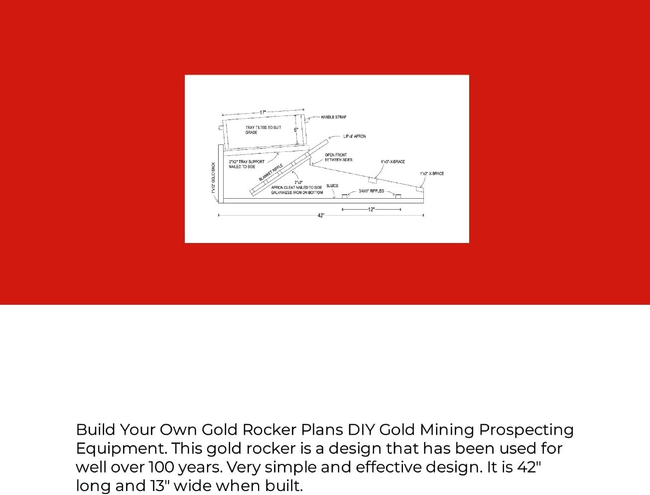 Gold Rocker Plans DIY Gold Mining Prospecting Equipment Build Your Own