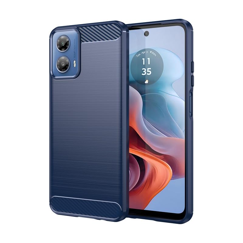 Image of Hybrid Carbon Fiber Back Case for Motorola Moto G34 / G45 5G (Blue)