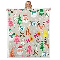 Homewish Couverture 130x150cm Enfant GNOME De Noël, Plaid Canape Thème Noël Pour Garçons Filles, Couverture Polaire Père Noël Flocon De Neige, Jetés De Lit Joyeux Noël, Gris