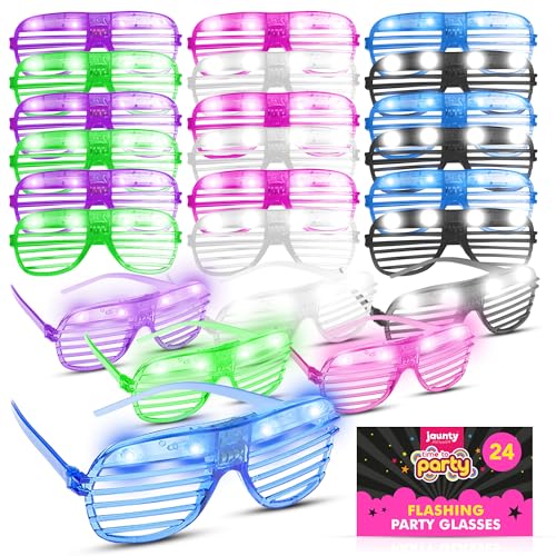 jaunty partyware Gafas Intermitentes para Fiestas con 2 Variantes de luz led Brillante 24 Piezas