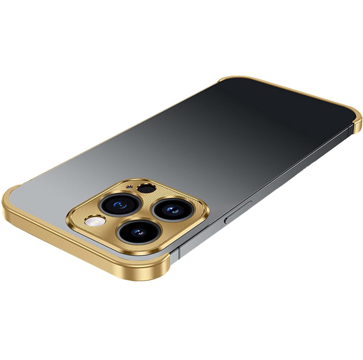 ALLNEWELOOK For iPhone 15 Pro Max Aluminum Phone Case, Frameless Slim Cover,Camera Protector Metal Case, Ultra-Thin Lightweight Bumper, Drop Protection (For 15 Pro Max Aluminum Gold)