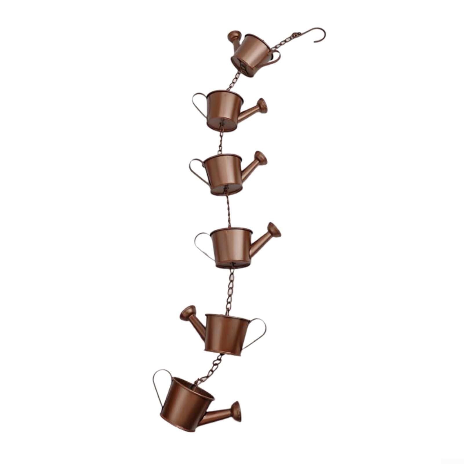 EfforPrac Decorative Watering Can Rain Chain, Metal Garden Hanging Chimes, Rain Catcher for Downspout(Kettle)