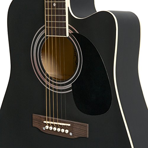 Artall 41 Inch Handcrafted Acoustic Cutaway Guitar Beginner Kit With Gig Bag & Accessories, Matte Black #TOP7