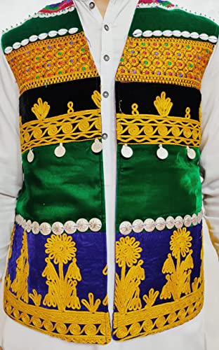 Afghan Traditional men's velvet Coin vest with heavy embroidery Men vest coats2