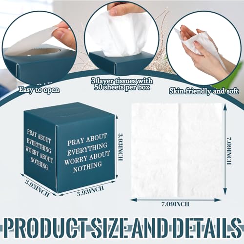 Image of Fourluoo 12 Pack Bible Verse Facial Cube Tissues Boxes 600 Sheets 3 Ply | Christian Scripture on Boxes, Square Face Tissues Cube Fits Car Holders, Soft Facial Tissues Bedroom Supply Thanksgiving Gift
