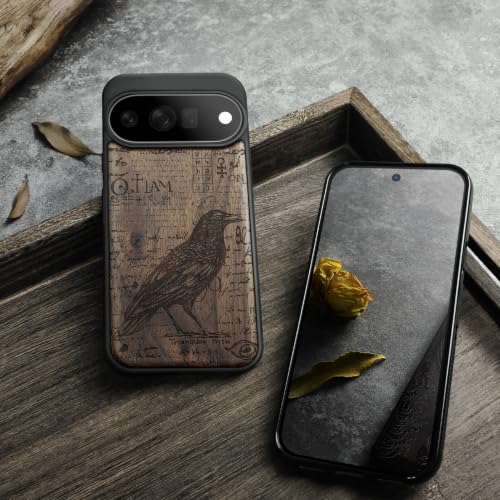 Étui en Bois Pixel 11 Pro Script Corbeau Cadeau Idéal Idée Originale - 5