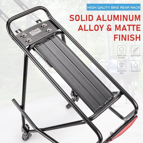 KONG MING CAR Universal Gepäckträger -Fahrrad Gepäckträger mit Seitenschienen für Satteltaschen,Leichtes Aluminium Fahrrad gepäckträger hinten für 26-29 Zoll, 27kg Traglast (H672 - Disc/V-Brake)