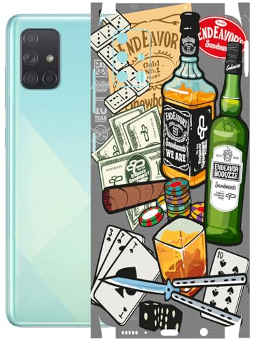 Image of AtOdds - Full Body Back Screen Guard Protector Film - Lamination Wrap Skin Sticker Compatible with Samsung Galaxy A51 | Scratchproof Matte Finish (Wine Graffiti)