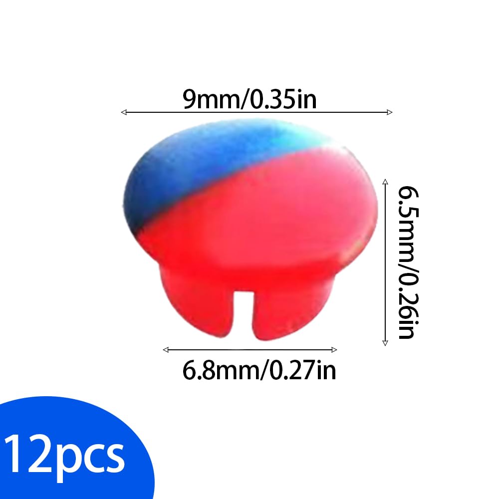 12 Pcs Hot and Cold Water Faucet Indicator Tap Insert Index Buttons Parts for 6.8mm Holes Red Blue Temperature Caps Accessories Kitchen Bathroom (Red Blue, 6 * 9mm) - 2