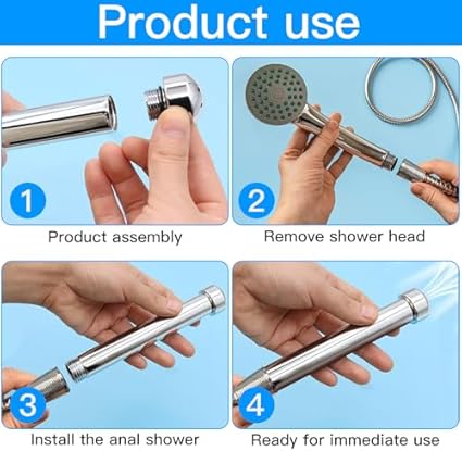 iwobi Enema Boquilla de Ducha Cabezal para bidés y duchas Cleaner con 3 Cabeza de Ducha (Plata)