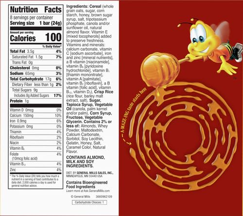 Image of Honey Nut Cheerios Breakfast Cereal Treat Bars,Snack Bars,8 ct (Pack of 6)