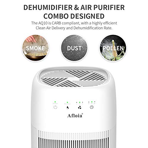 Afloia Air Purifier/Dehumidifier in One (1000ml),HEPA Filter, Touch Control, Quiet Air Cleaner for Smokers, Allergies and Pets, Dehumidifier for Room, Bedroom and Basements