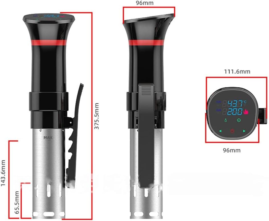 Sous Vide immersion Cooker, 1000 Watts, Timer Function, 3D Circulation, 25~95 ℃, LCD Touch-Display, Up to 23L