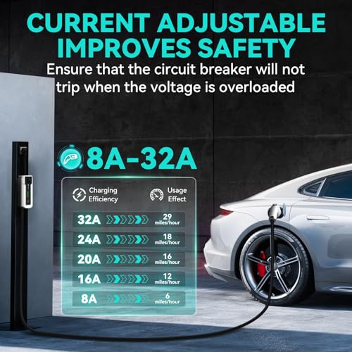 ANDEMAN-Level-2-EV-Charger-32Amp768KW-Electric-Vehicle-Charger-Portable-240VSAE-J1772-and-NEMA-14-50-Plug-Scheduled-ChargingAdjustable-CurrentSmart-APP-25-FT-Cable-for-EV-and-Hybrid-Vehicles