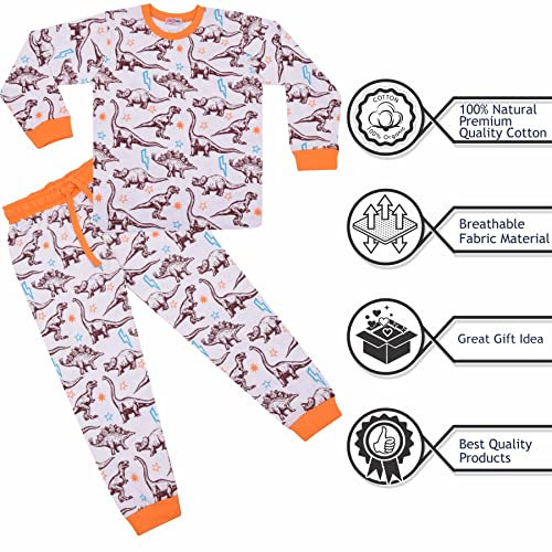 Pyjama dinosaure orange ensemble anti-irritation pour peau sensible