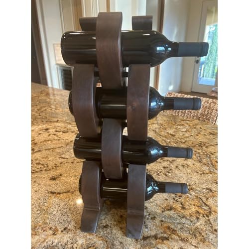 Soporte para 4 botellas de vino de madera nogal negro miniatura 3