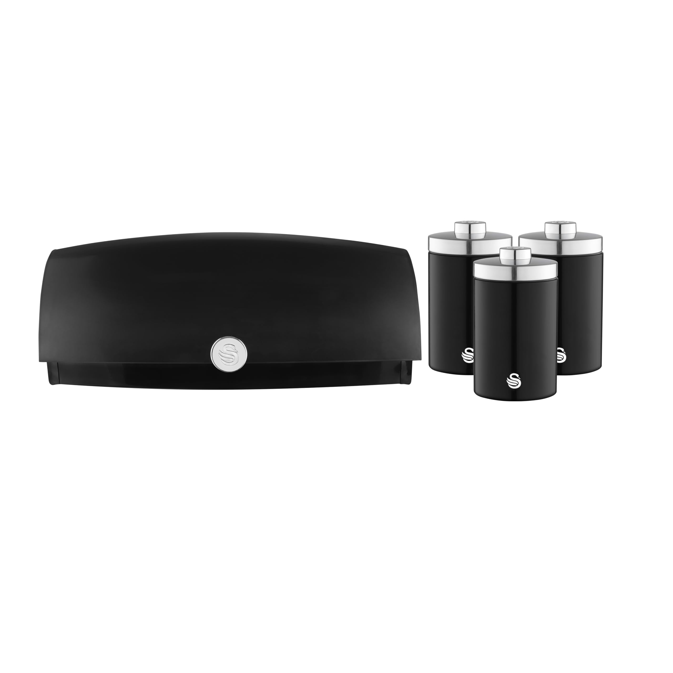 Swan - Bundle Consisting Of : Bread Bin & Set Of 3 Canisters Eejb280