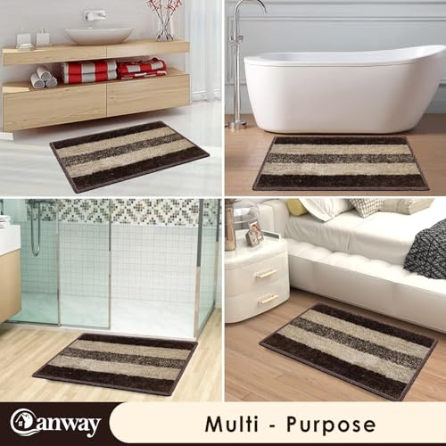 Image of CANWAY 1100 GSM Rectangular 2 Pieces|50 x 35 cm| Anti-Skid Microfiber Bathroom Door Mat, Water Absorbent Floor Mat|Brown