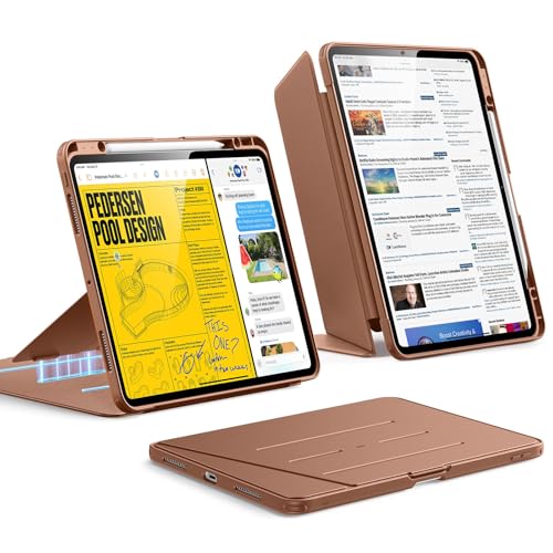 Coque iPad Pro 13 Pouces ESR Flip en cuir brun avec support multi-angles