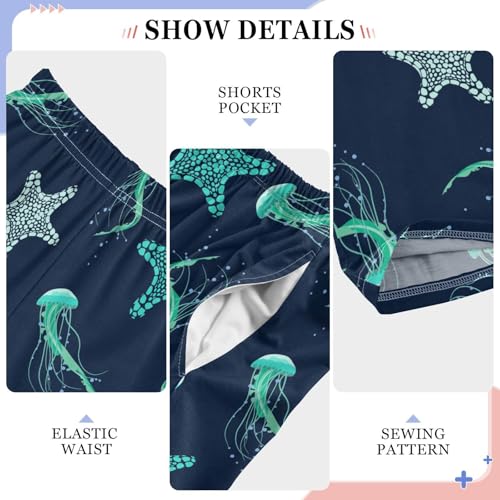 ZZXXB Jellyfish and Starfish Boys Long Pants Soft Trousers Elastic Waist Kids Lounge Bottoms with Pockets S-XL4