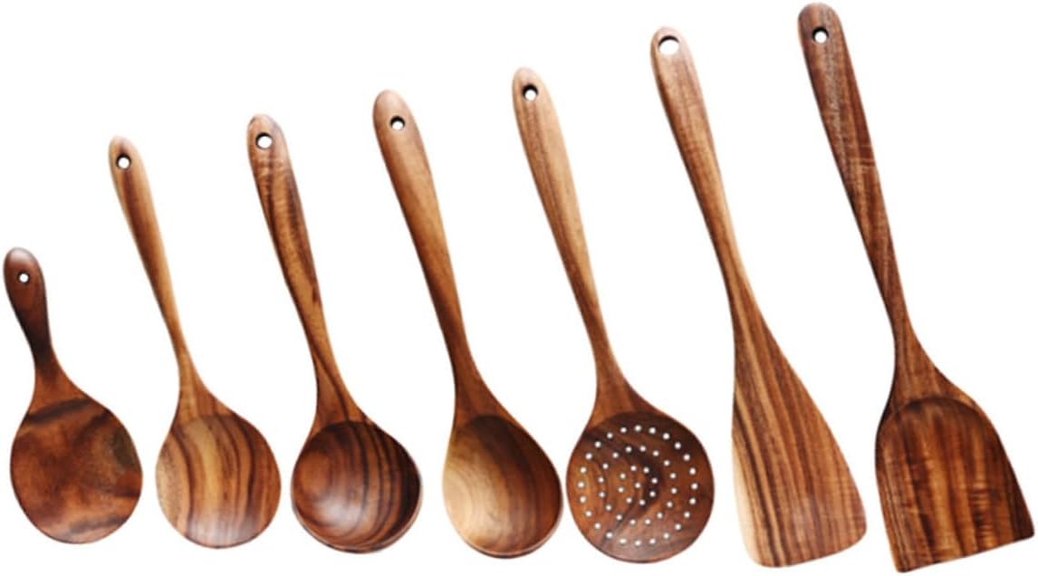 IMIKEYA Wooden Spoon Kit Kitchen Utensils Wooden Spoons Spatula Kitchen Utensils Nonstick Cooking Spice Supplies
