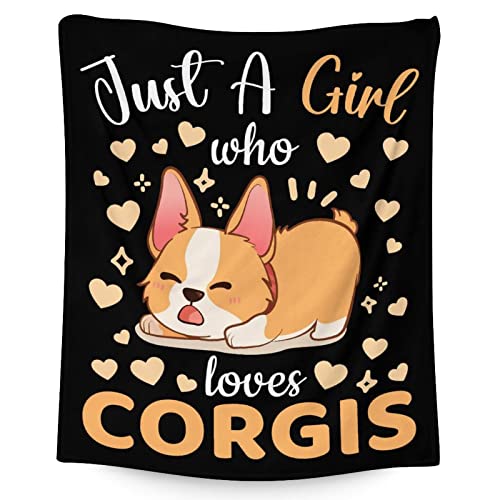 Corgi Blanket Gifts - 40"x50" Cute Throw for Adults, Kids - Black Soft Fuzzy Blankets for Bed, Couch & Living Room