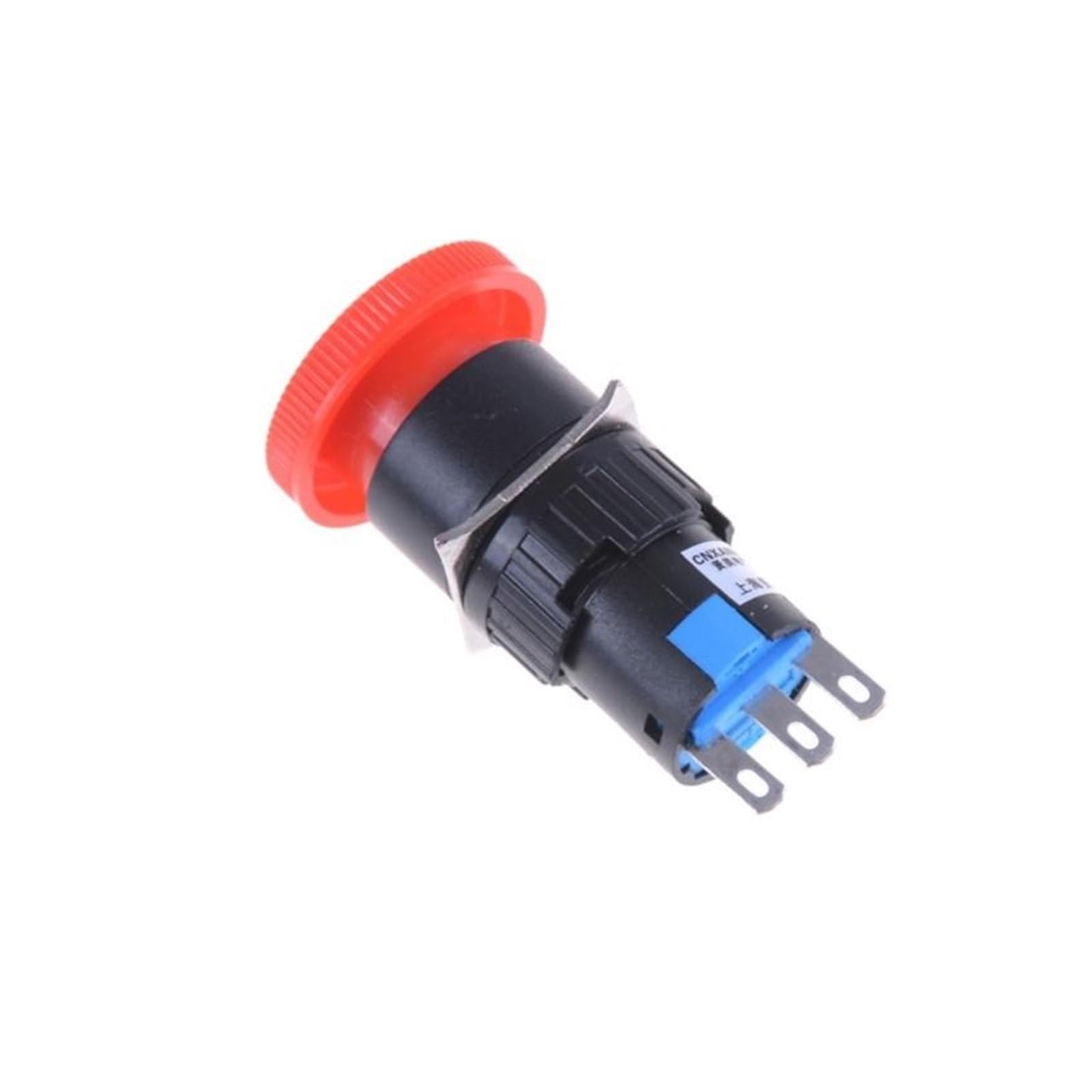 Interruptor de botón de 16mm tipo hongo rojo con conexiones NO y NC de 3 pines 5