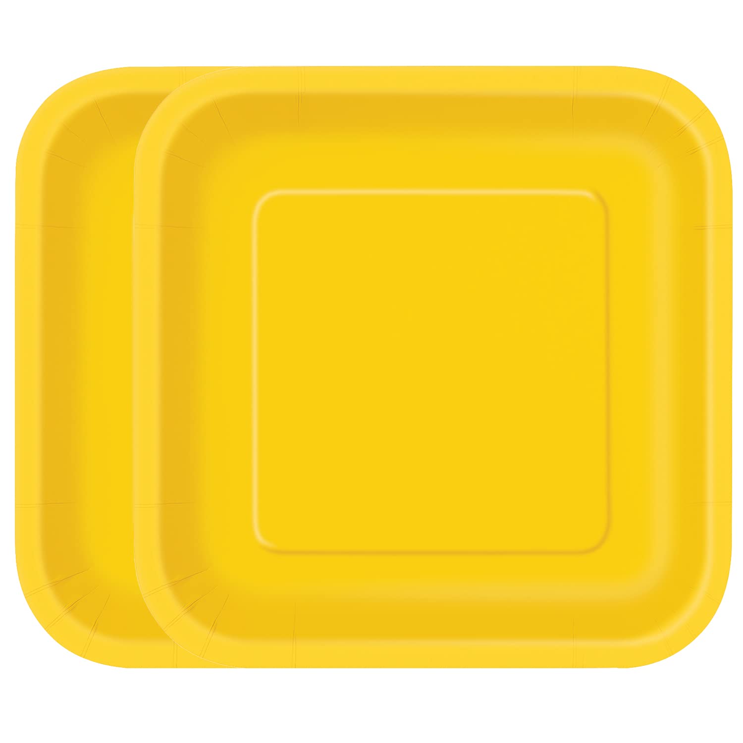 WedDecor 9" (23cm) Square Dessert Plates Disposable Paper Plate Neon Yellow Colour Theme Tableware for Picnics, Wedding, BBQ, Birthday, Anniversary & Christmas Events, Pack of 14 โ image 1